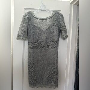 Gray Open Back Lacy Dress